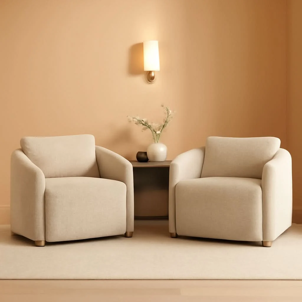 Sustainable Boucle Barrel Chair Set 2 CloudSoftSherpaLounge Velvet Superior