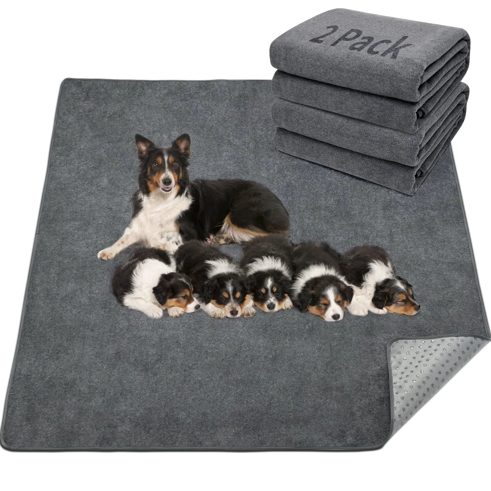 Dependable LOOBANI 2 Packs Extra Large Reusable Dog Mats 65x48in Non-Slip Washable Pee Pads Outstanding