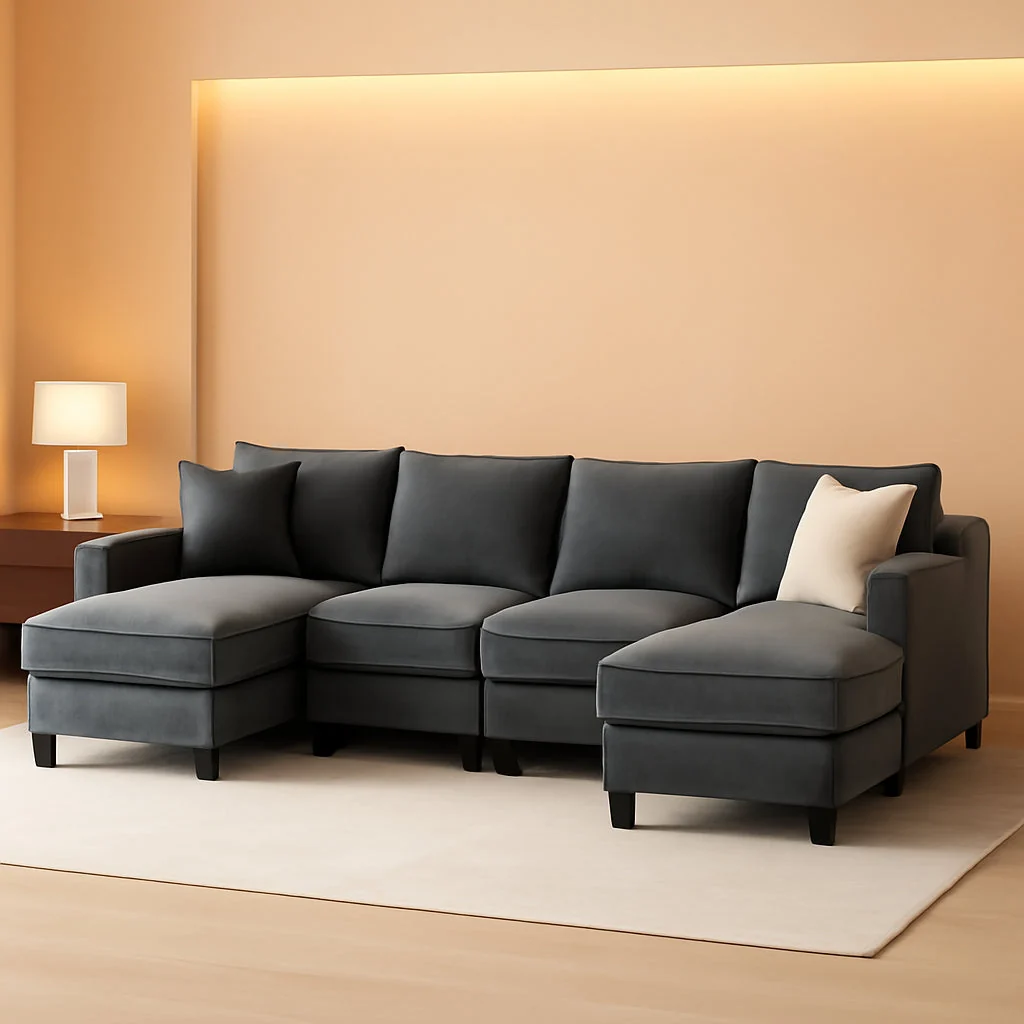 World-Class Charcoal Grey Luxurious Modular U Shaped Sectional Effective