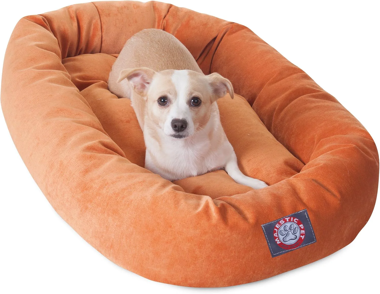 Fine Crafted Majestic Pet Villa 32 Inch Shredded Memory Foam Dog Bed for Medium Sized Dogs 32x23x7 Inch–Orthopedic Dog Bed – Durable Pet Bed – Washable Medium Pet Bed with Head Support-Orange Soft