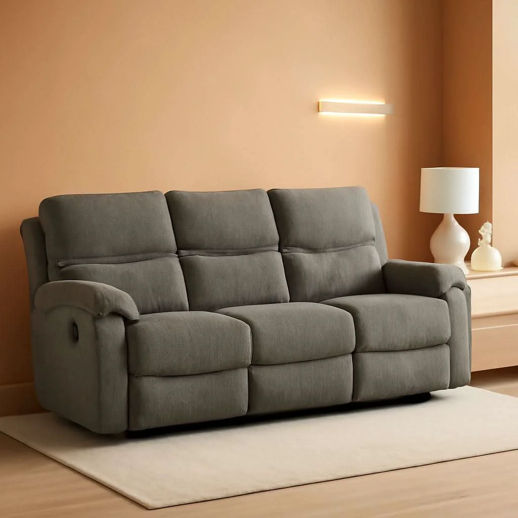 Advanced Contemporary Manual Reclining Sofa Gray Upholstery Quality