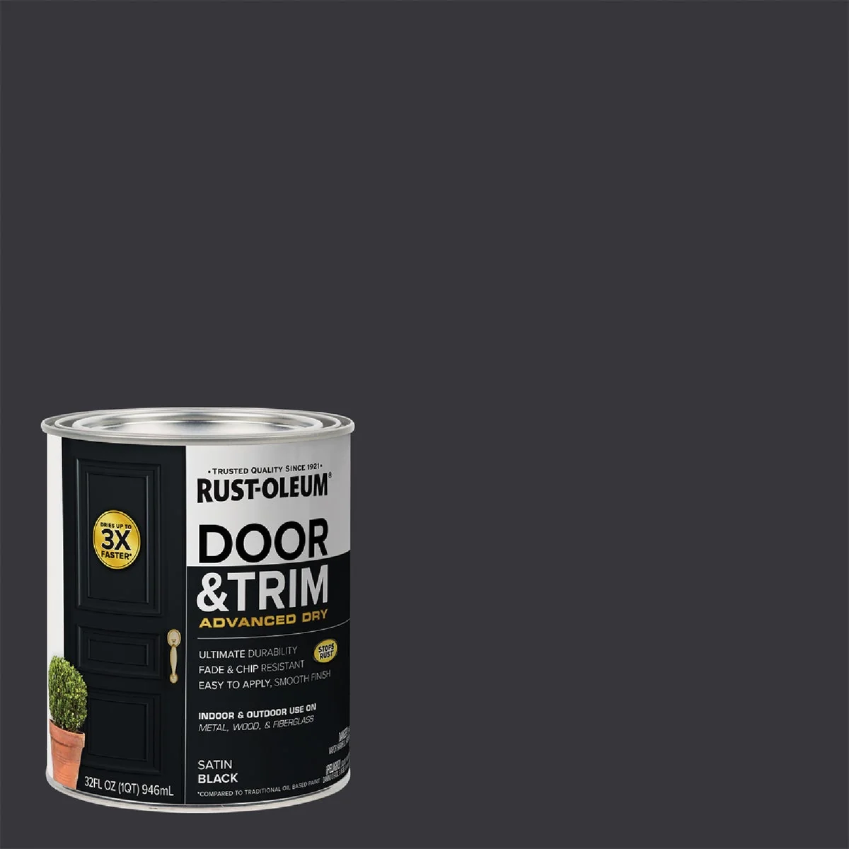 Pure Rust-Oleum Stops Rust 1 Qt. Satin Black Door and Trim Paint Verified