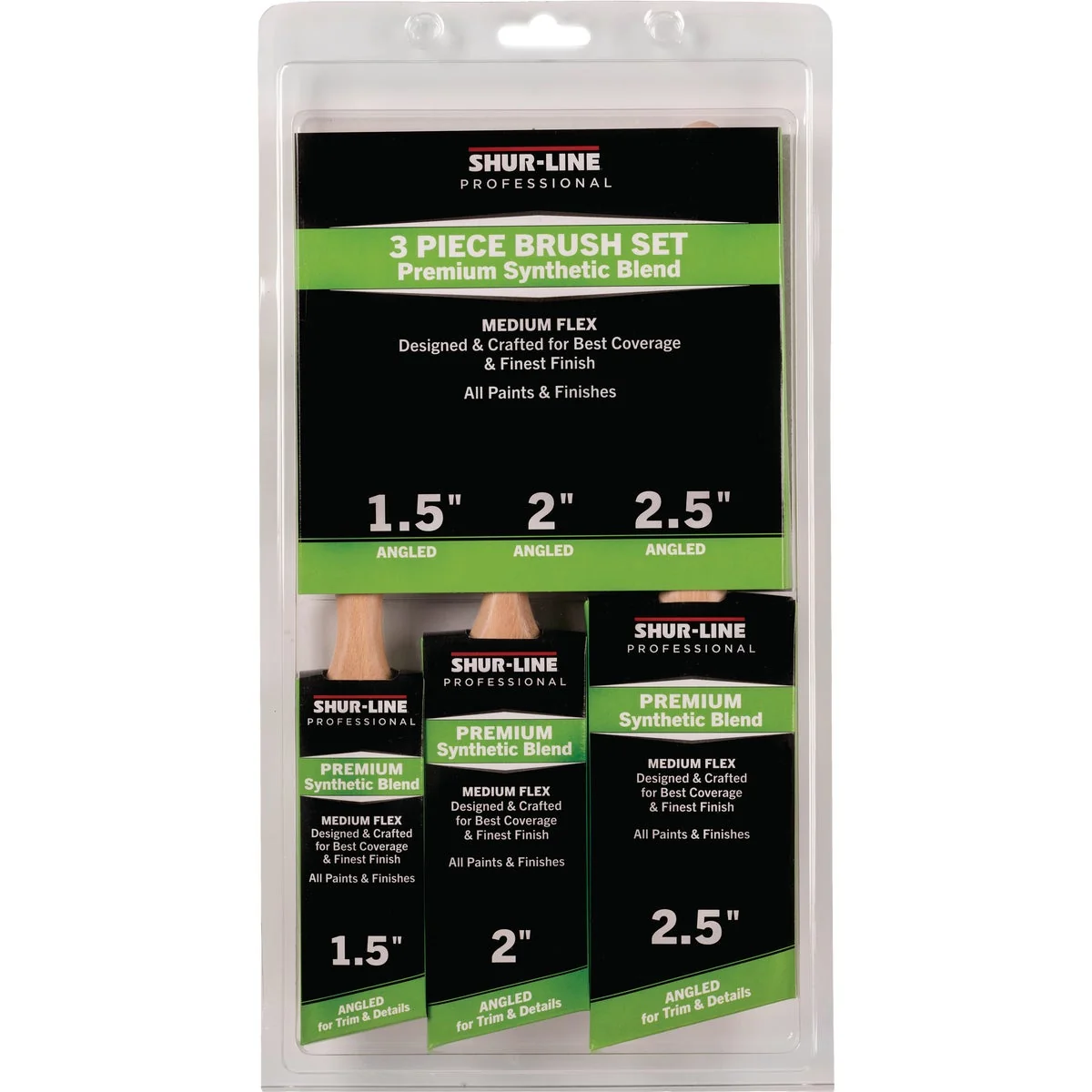 Smooth Shur-Line Pro Angled Brush Set 3-Pack Breathable