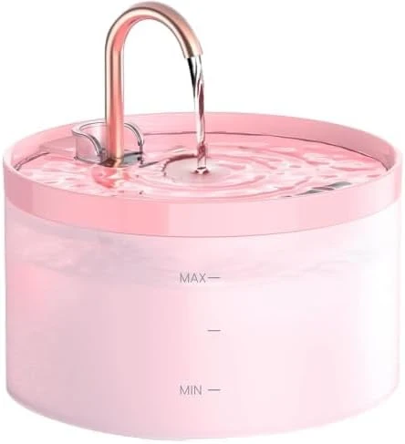 World-Class Cat Water Fountain Pink for Drinking 67oz 2L Cat Fountain Next-Generation