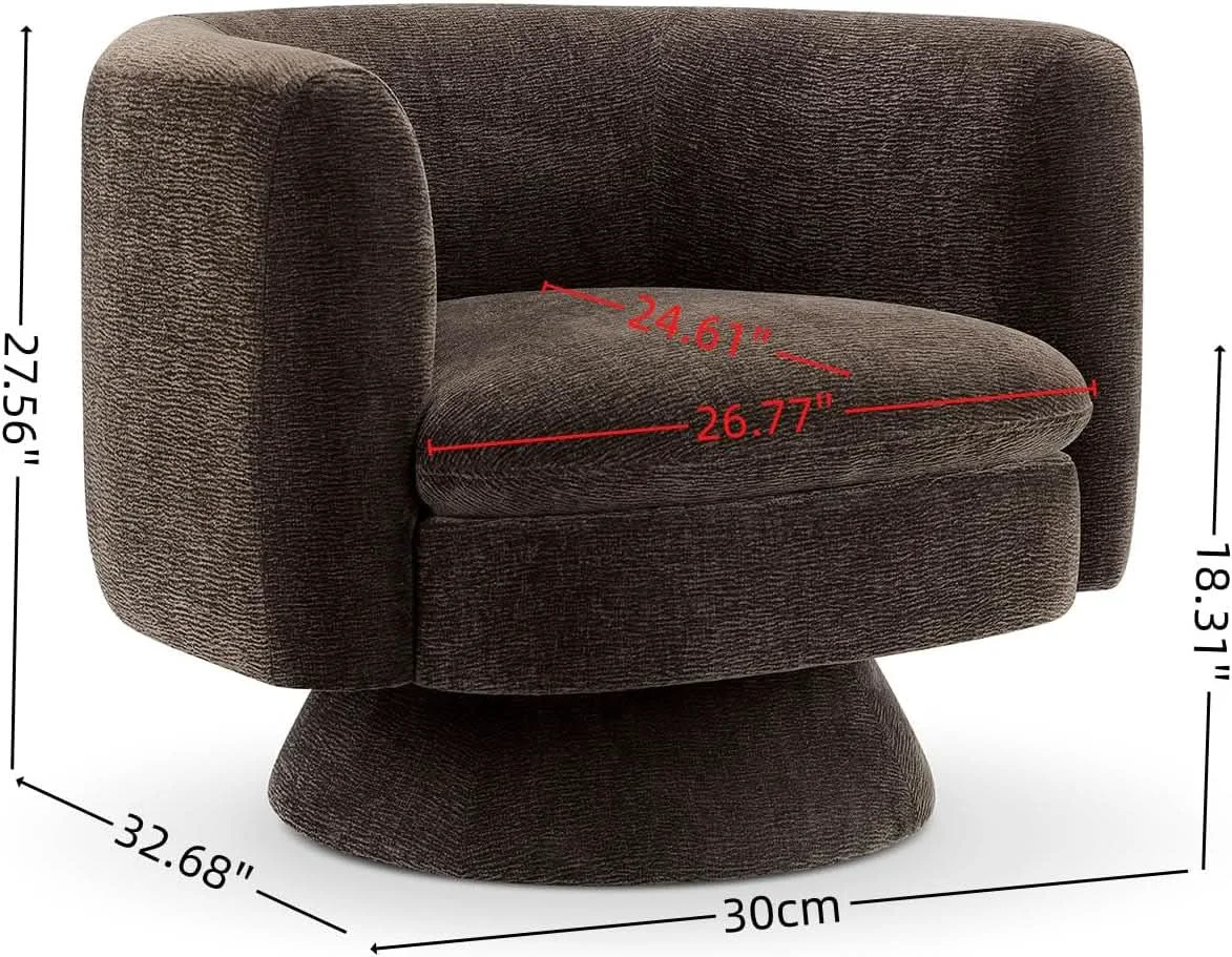 Stylish 360 Degree Swivel Chair Espresso Velvet Upholstery Casual