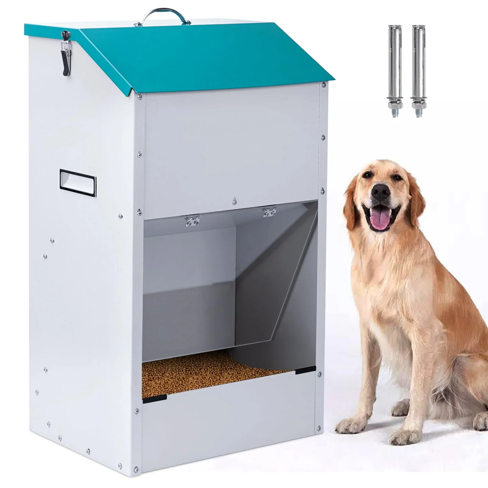 Crafted KHEARPSL Automatic Dog Feeder for Large Dogs – Outdoor 50lb Gravity Dispenser High-Performance