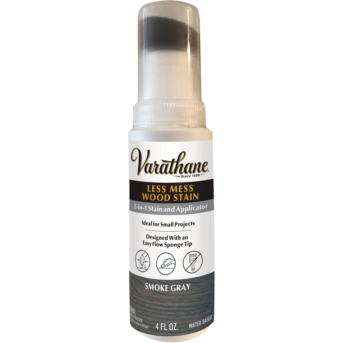 Smooth Varathane Less Mess Smoke Gray Water-Based Interior Wood Stain 4 Oz. Consistent