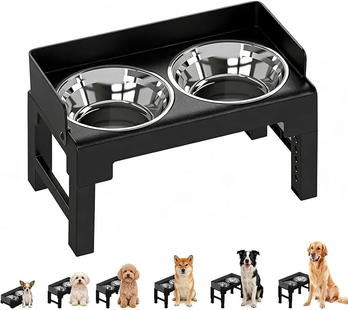 Genuine PAKEWAY d Dog Bowls Spill Proof Tiltable Dog Feeder with 2 Stainless Steel Bowls 6 Height Adjustable Raised BowlAbout ThisOverview Long-Lasting