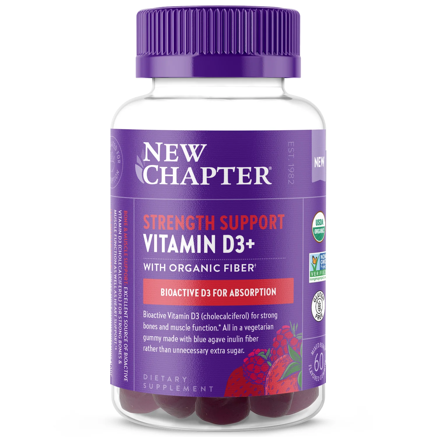Detailed New Chapter Strength Support Vitamin D3 Gummies Mixed Berry Flavored Certified