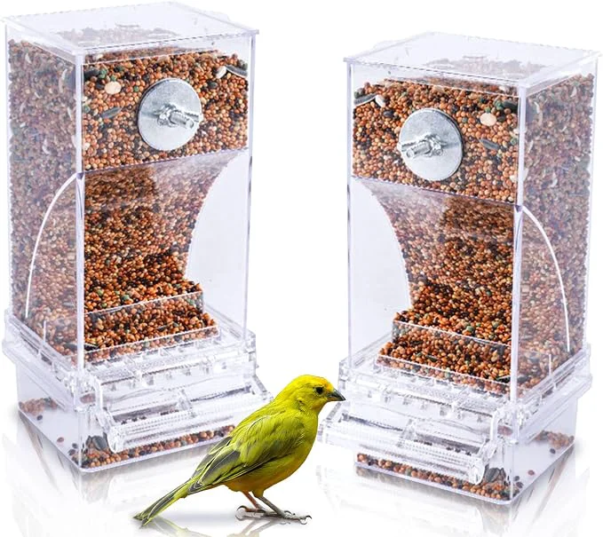 Consistent Hamiledyi No Mess Bird Cage Feeder 2Pack Automatic Parrot Seed Feeders Fast