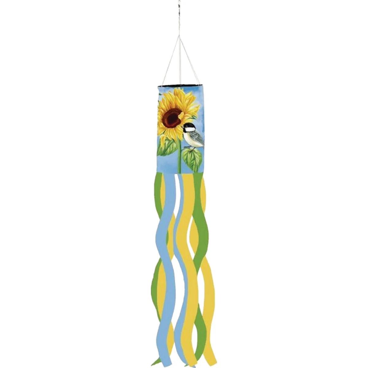 Detailed Evergreen Sunflower Chickadees Windsock Authentic