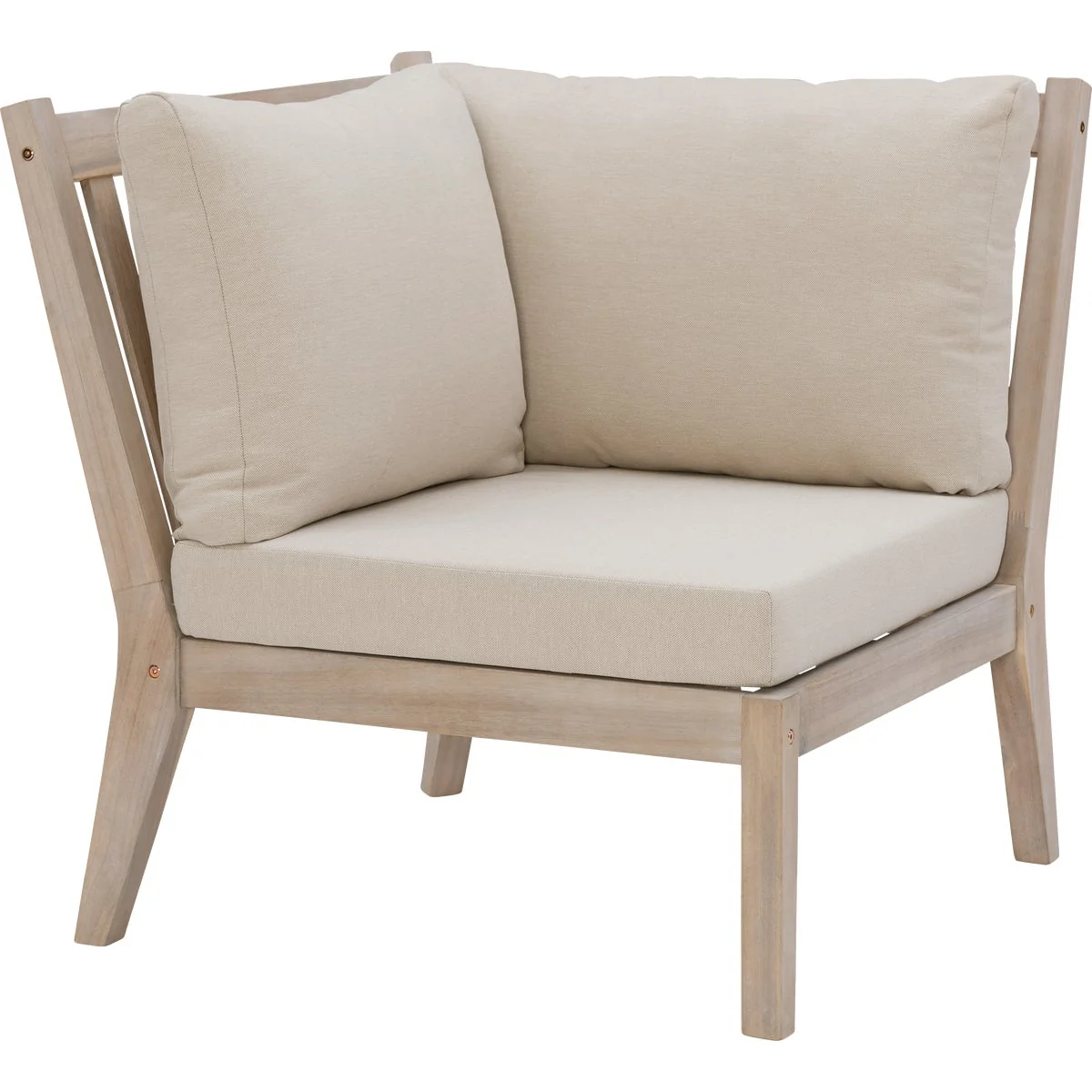 Unique Linon Svana Natural Finish Wood Corner Chair with Beige Cushions Carefully Designed