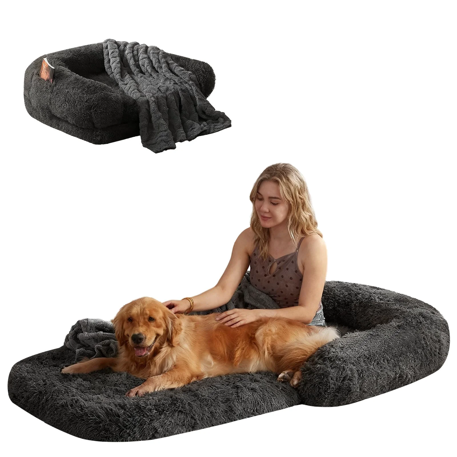 Carefully Designed Dogpals Foldable Human Dog Bed for Adults – Large Orthopedic Memory Foam Sofa Certified