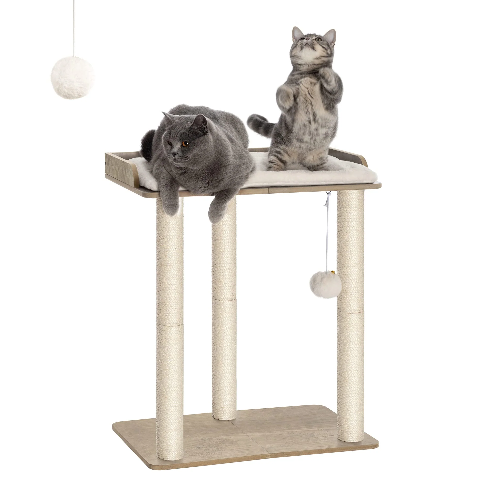 Original Design FourFurPets 26.7in Large Cat Tree Tower Condo with 3 Sisal Posts – Greige High-End
