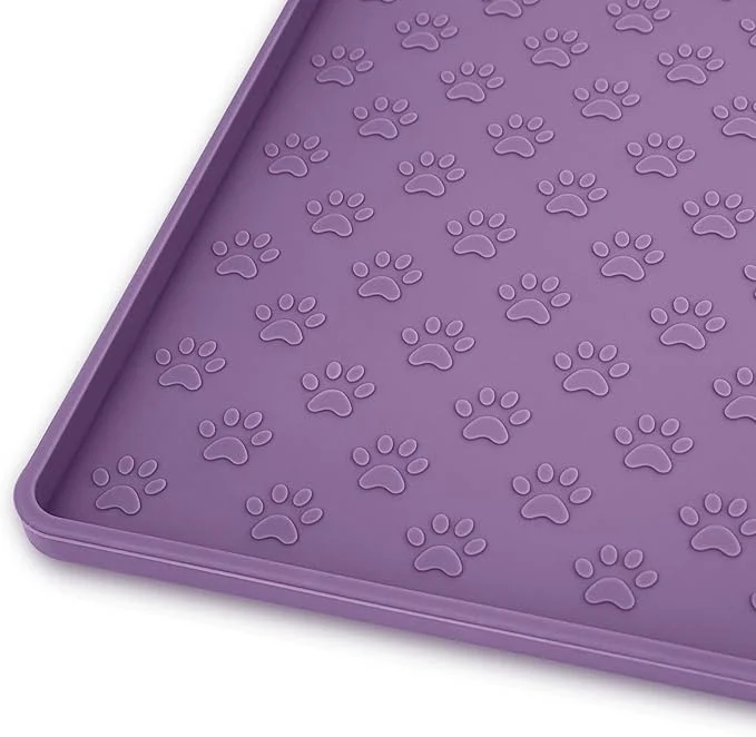 Premium Ptlom Dog Food Mat Anti-Slip Pet Bowl Mats for Food and Water High-Lips Pet Placemat Prevent Messy Spills to Floor Waterproof Puppy Feeding Tray for Small Medium Large Dogs Cats SiliconeAbout ThisOverview Dependable