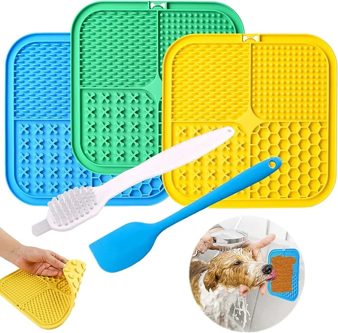 Green Dog Licking Mat 3 Pcs Large Licking Mat for Dogs with Suction for Anxiety Peanut Butter Dog Licking Mat Slow Feeder Dispensing Treater Lick Pad for Dogs Cats Grooming Bathing and TrainingAbout ThisOverview Crafted