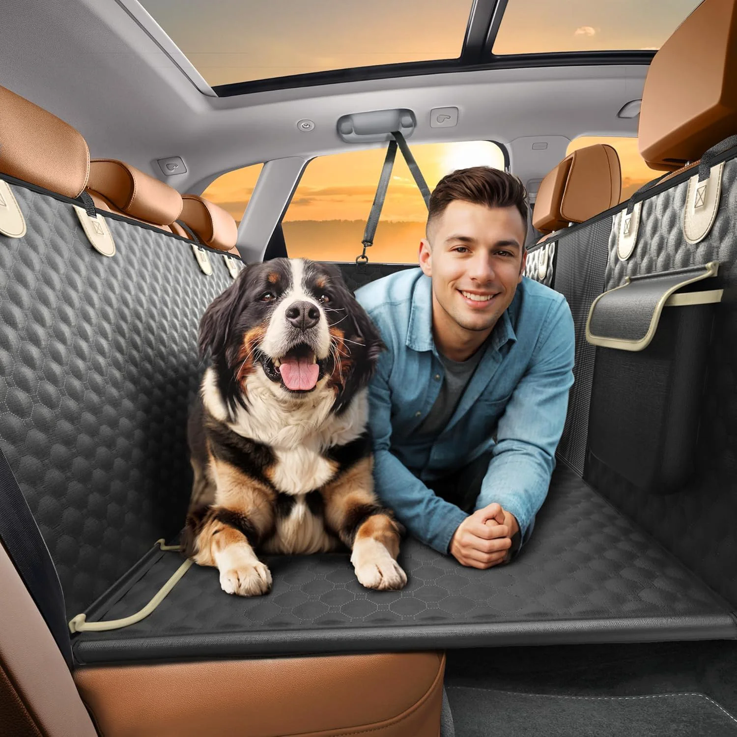 Durable SHARLOVY Back Seat Extender for Dogs – Heavy-Duty Car Seat Cover Hammock User-Friendly