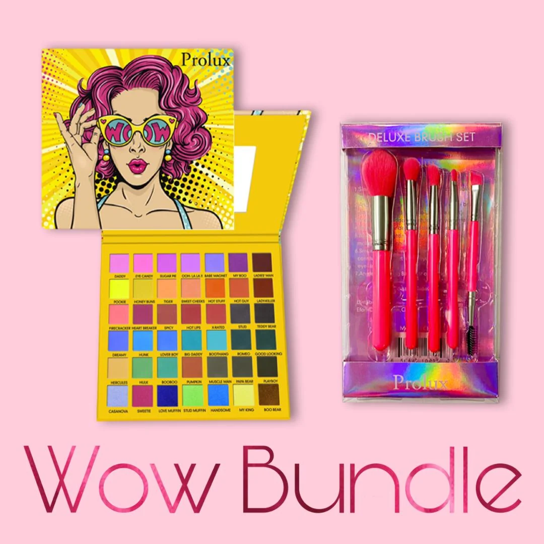 Powerful Wow Bundle Eyeshadow Palette Neon Pink Brush Set Original Design