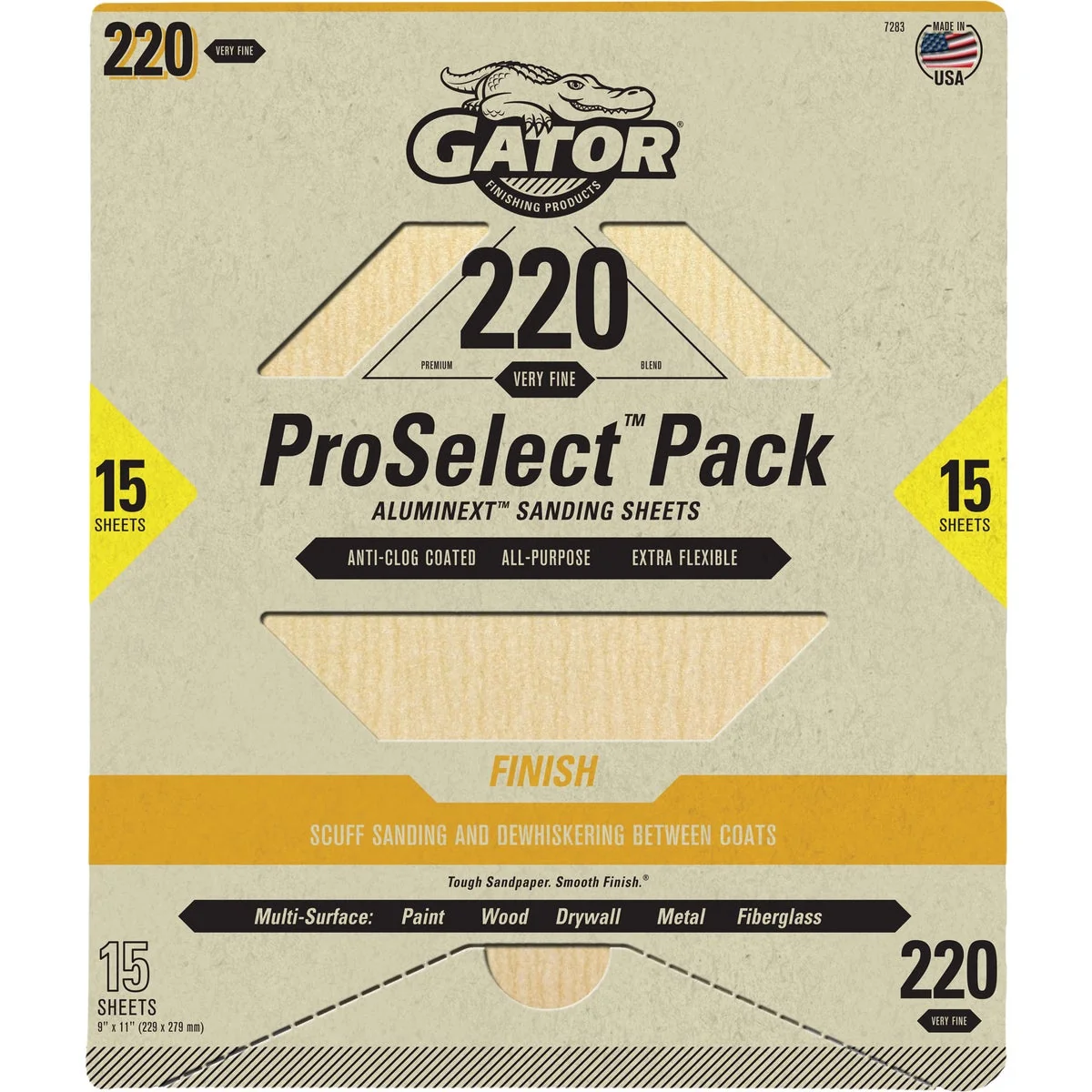 Relaxed Gator Grit 9 In. x 11 In. Fine Premium Sanding Sheet 220 Grit 15-Pack Optimized