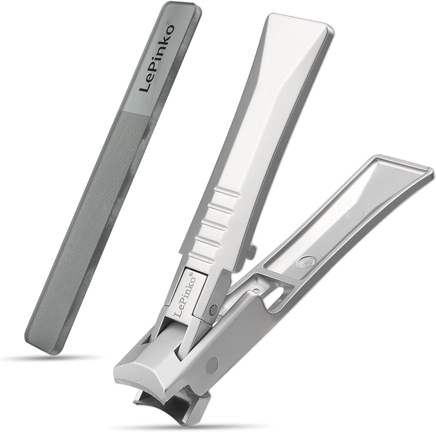 High-End Nail Clipper for Thick Toenails and Fingernails Portable Toenails Clippers for Seniors Nail Cutter with Catcher Nano Glass Nail Buffer Gifts for Stocking Stuffers Men Women 2PCS Innovative