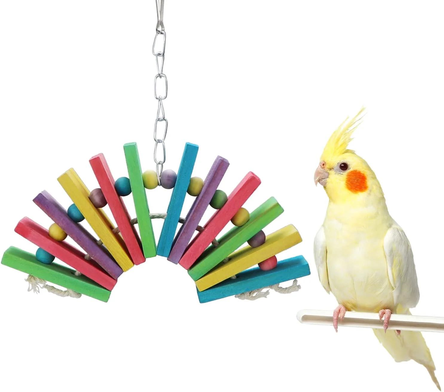 Fine Litewoo Bird Parrot Parakeet Toys Colorful Bite Wood Swing Toy for Small Medium Parakeet Cockatiel Budgie Cockatoo Macaw Conure Parrot（A） Pure