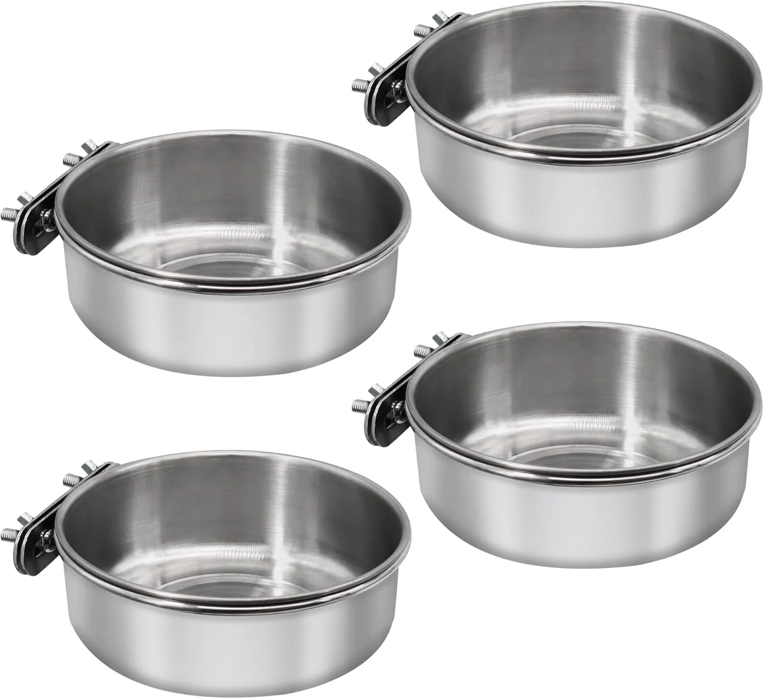 Exceptional 4 Pcs Medium Bird Feeding Dish Cups Parrot Food Bowl Cage with Clamp Holder Stainless Steel Birdcage Coop Water Feeder for Cockatiel Parakeet Macaw Finches Lovebirds Small Animals 4 Pack M Reliable