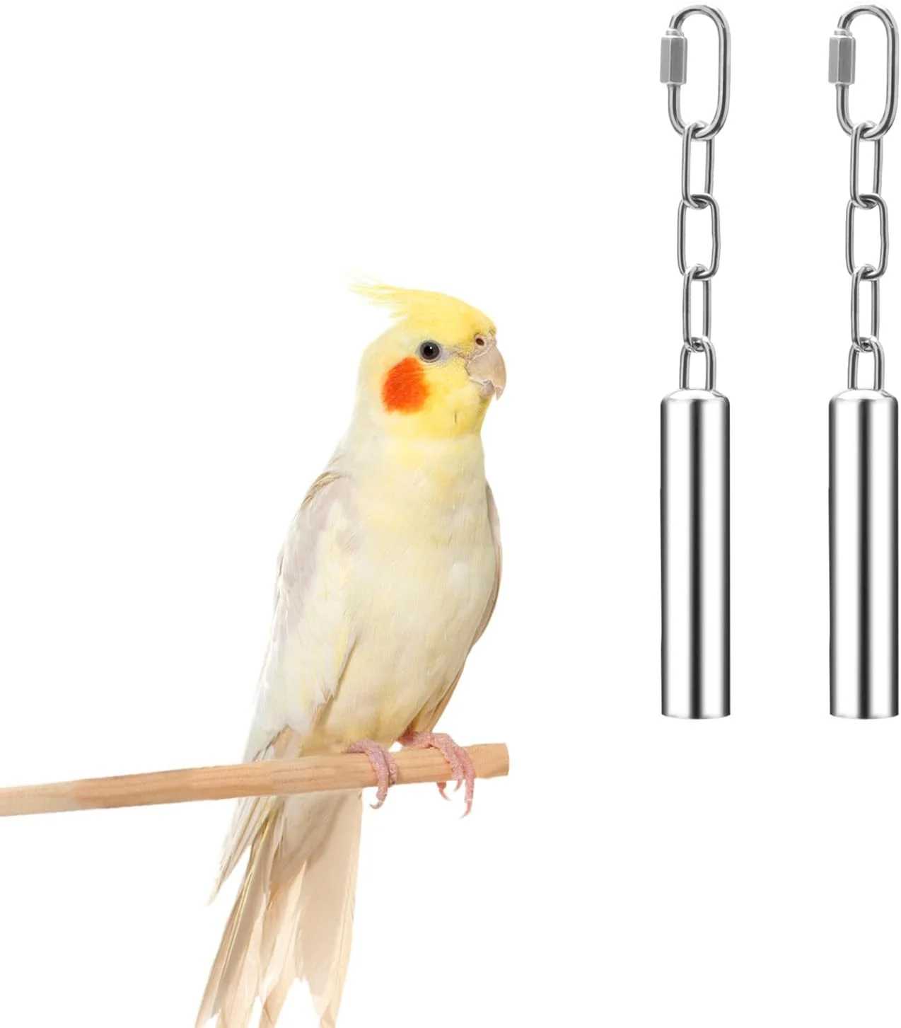 User-Friendly Stainless Steel Bell Toy Bird Cage Hanging Bite Toy for Parrot Parakeet Budgie Cockatiel Conure African Greys 2 PCS-S Powerful