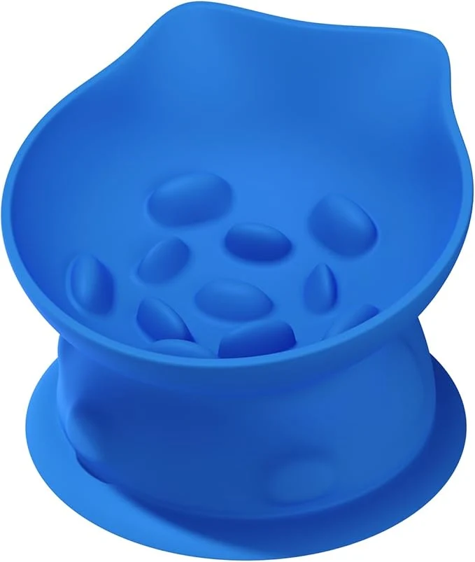 Enhanced Slow Feed Cat Bowl d Cat Food Dish with Tilted Design Dual-Use for Dry and Wet Food Anti-Vomit Anti-Choking Easy to CleanAbout ThisOverview Unique