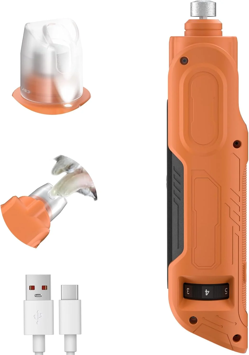Next-Generation PAPIFEED High Torque Dog Nail Grinder Quiet – 6-Speed Adjustable Pet Nail Trimmer with 2 LED Lights Dust-Proof Cover Powerful Motor for Large Medium Small Dogs Cats Rechargeable – Orange Fashionable