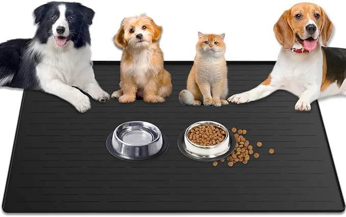 Innovative 1.5MM Super Thick Dog Food Mat 48 x32 Silicone Dog and Cat Mats for Food and Water Bowls Waterproof Pet Feeding Mat for Contain Spills Protects Floors Multiple Colors Sizes for Pets BlackAbout ThisOverview Healthy