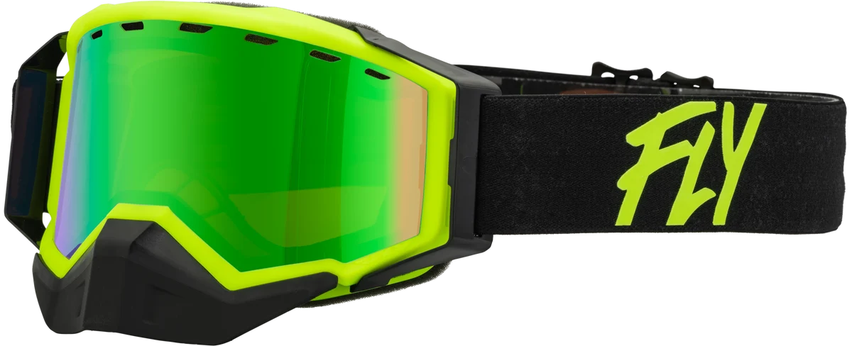 Innovative Zone Snow Goggle Black Hi Vis W Green Mirror Amber Lens Trusted