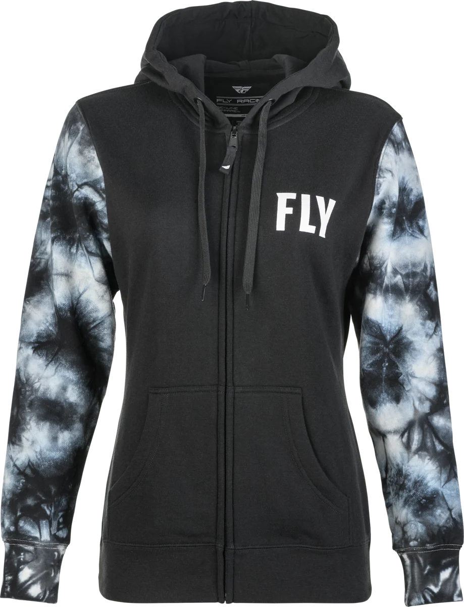 Eco-Friendly Women’s Fly Tie Dye Zip Up Hoodie Black Grey Lg Sophisticated