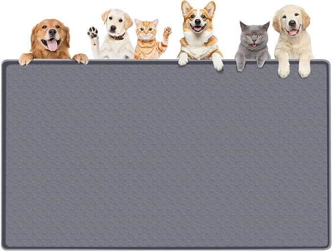 Smooth Dog Food Mat Extra Large 51 x 25.6 Silicone Pet Feeding Mat with Raised Edge Pet Placemat for Small Medium and Large Pets Non-Slip Easy to Clean Dark Grey About ThisOverview Official