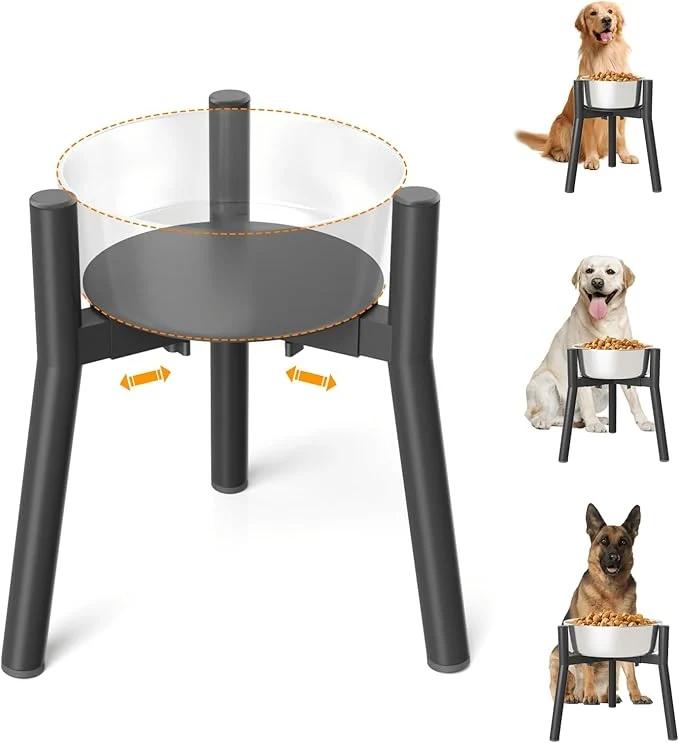 Smooth SHAINFUN Raised Dog Bowl Stand for Large Dogs with Tray Adjustable Width 7 to 10.6 d Tall Food Water Stand Bowl Not Included About ThisOverview Verified
