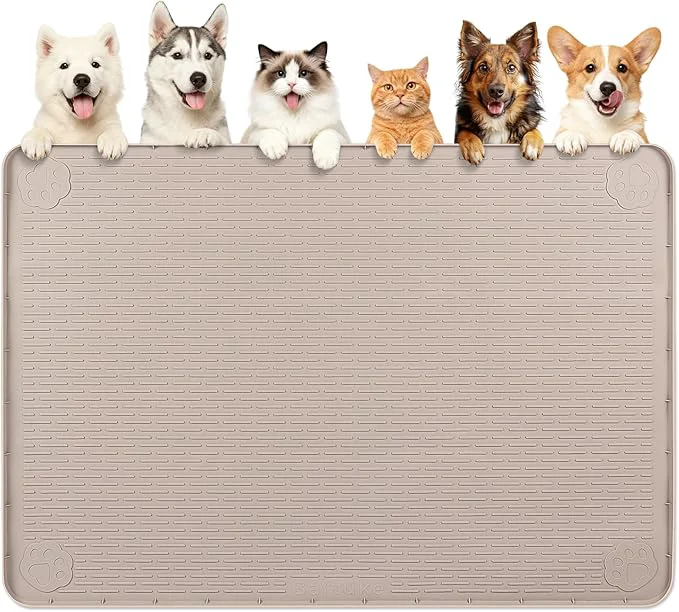Efficient Dog Food Mat Extra Large 57 x 40 Silicone Pet Feeding Mat with Raised Edge Pet Placemat for Small Medium and Large Pets Non-Slip Easy to Clean Khaki About ThisOverview Contemporary