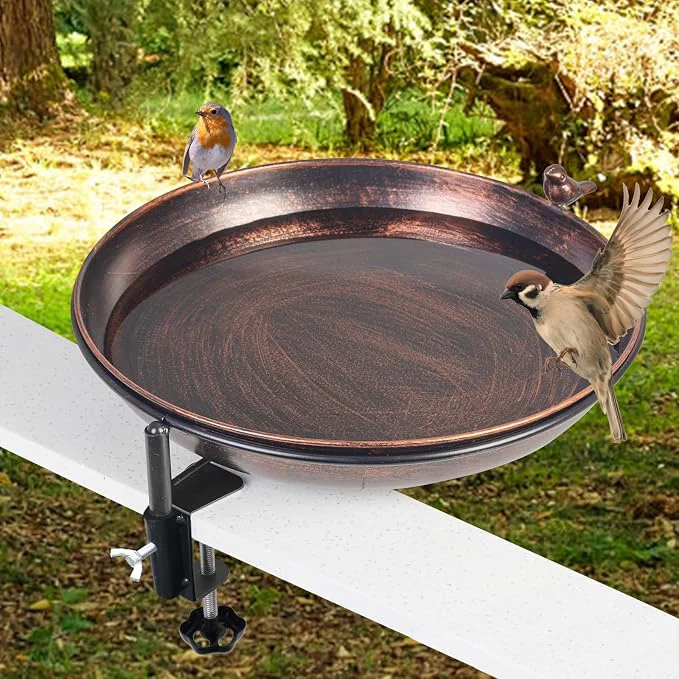 Comfortable DREAMSOUL Deck Mounted Bird Bath Metal Birdbath Bowl Unheated Lightweight