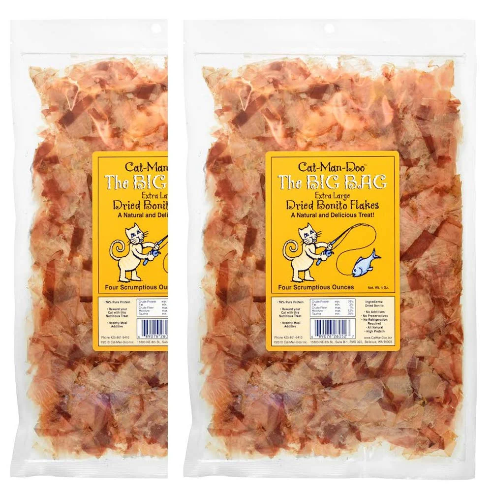 Smart Cat-Man-Doo Dried Bonito Flakes – Pet Treat X-Large Flakes 2-Pack 4oz Each Verified