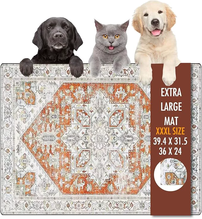 Eco-Friendly Dog Food Mat 39.4 x31.5 Largest Absorbent Dog Mat for Food and Water Non Skid Cat Bowl Mat No Stains Quick Dry for Pet Water Dispenser Pet Supplies for Messy DrinkersAbout ThisOverview First-Class