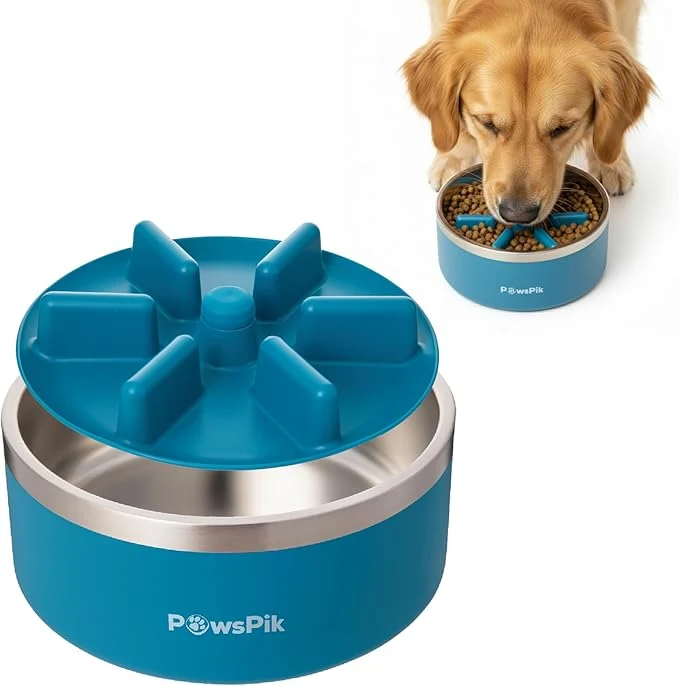 Smart PawsPik 64oz 18 8 Stainless Steel Slow Feeder Dog Bowl Double-Wall Non-Slip Metal Dog Bowl for Fast Eating Medium Large Breeds Detachable Slow Feeder Insert Dishwasher Safe Midnight Summit Blue About ThisOverview Certified