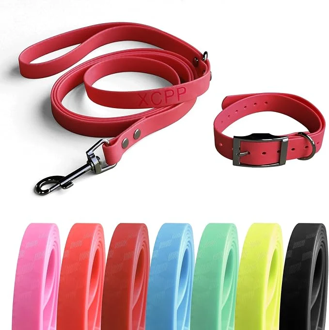 Elegant 4.2FT Dog Collar and Leash Set PVC Waterproof Adjustable Odor Proof Pet Fine