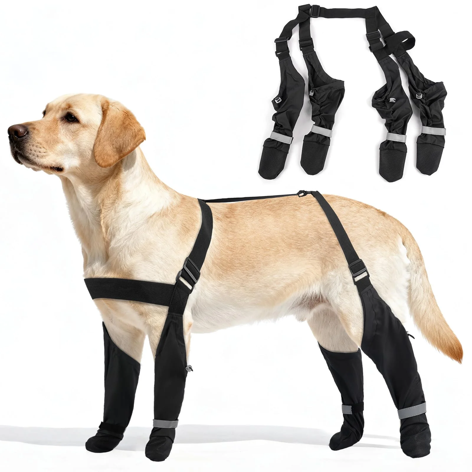 Safe AuraPaw Reflective Waterproof Dog Boots Adjustable Stay-On Suspender Shoes for Medium Dogs XL Crafted