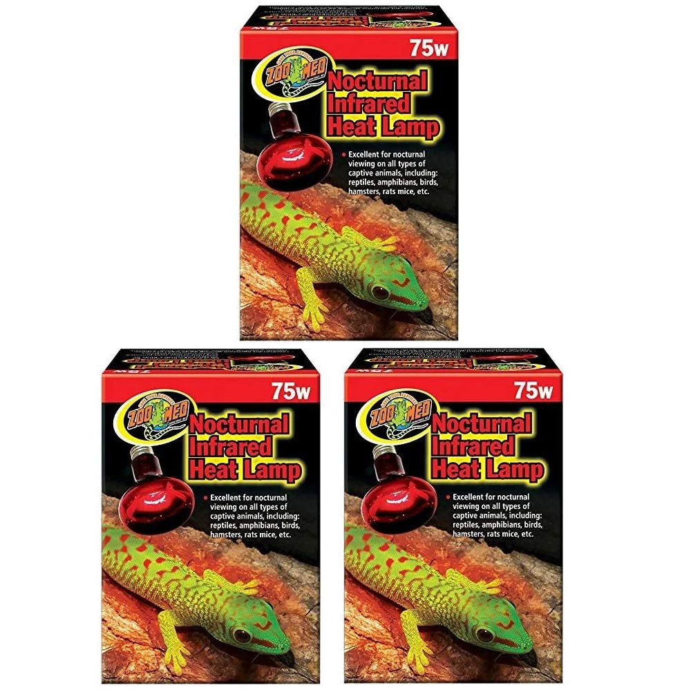 Convenient Zoo Med Nocturnal Infrared Heat Lamp 75W Pack of 3 Enhanced