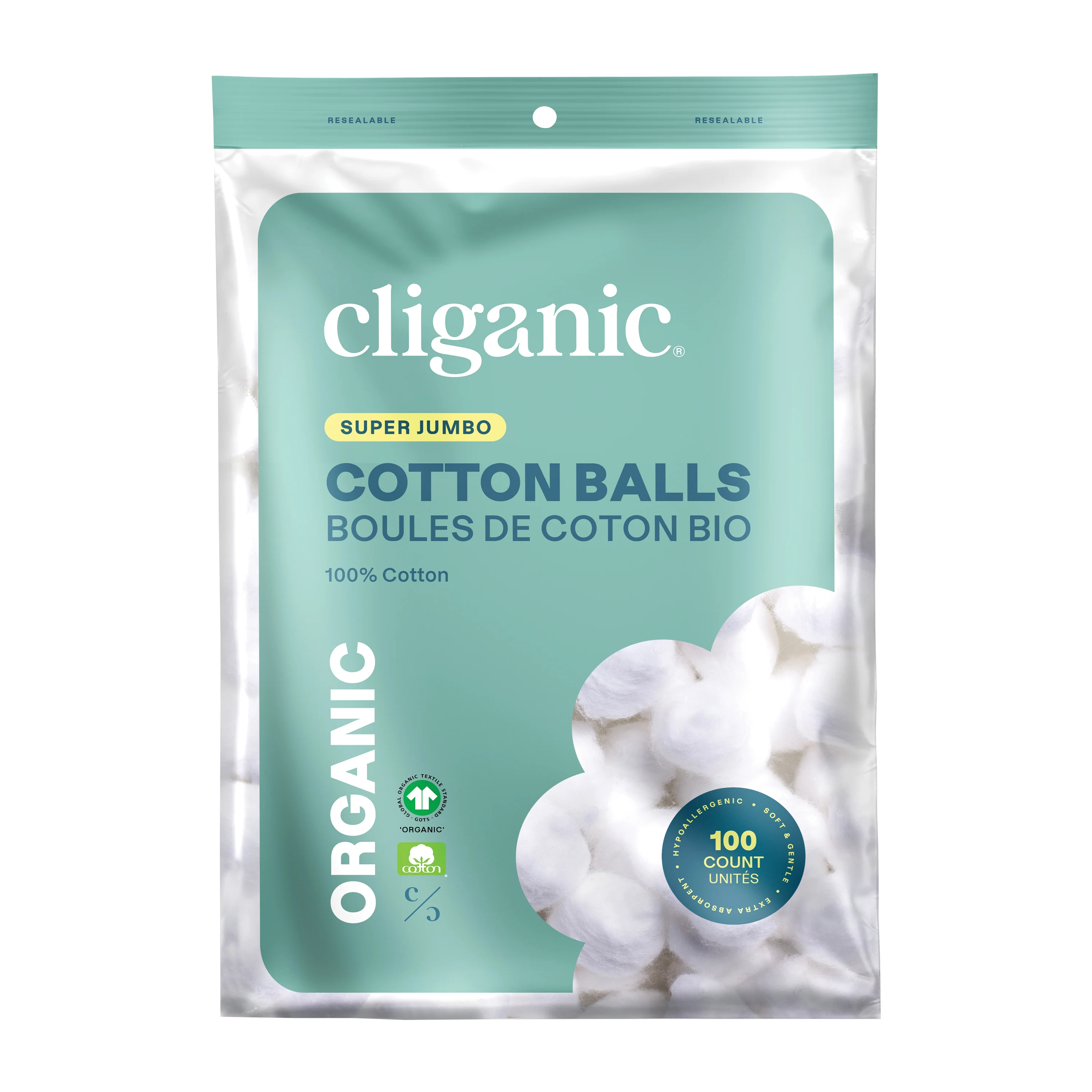 Exclusive Cliganic Organic Super Jumbo Cotton Balls Clean