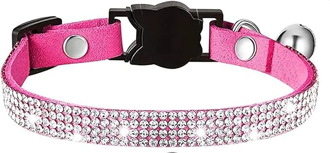 Specialty Cat Collars Rhinestone for Girl Cats Bling Kitten Flower Adjustable Breakaway Organic