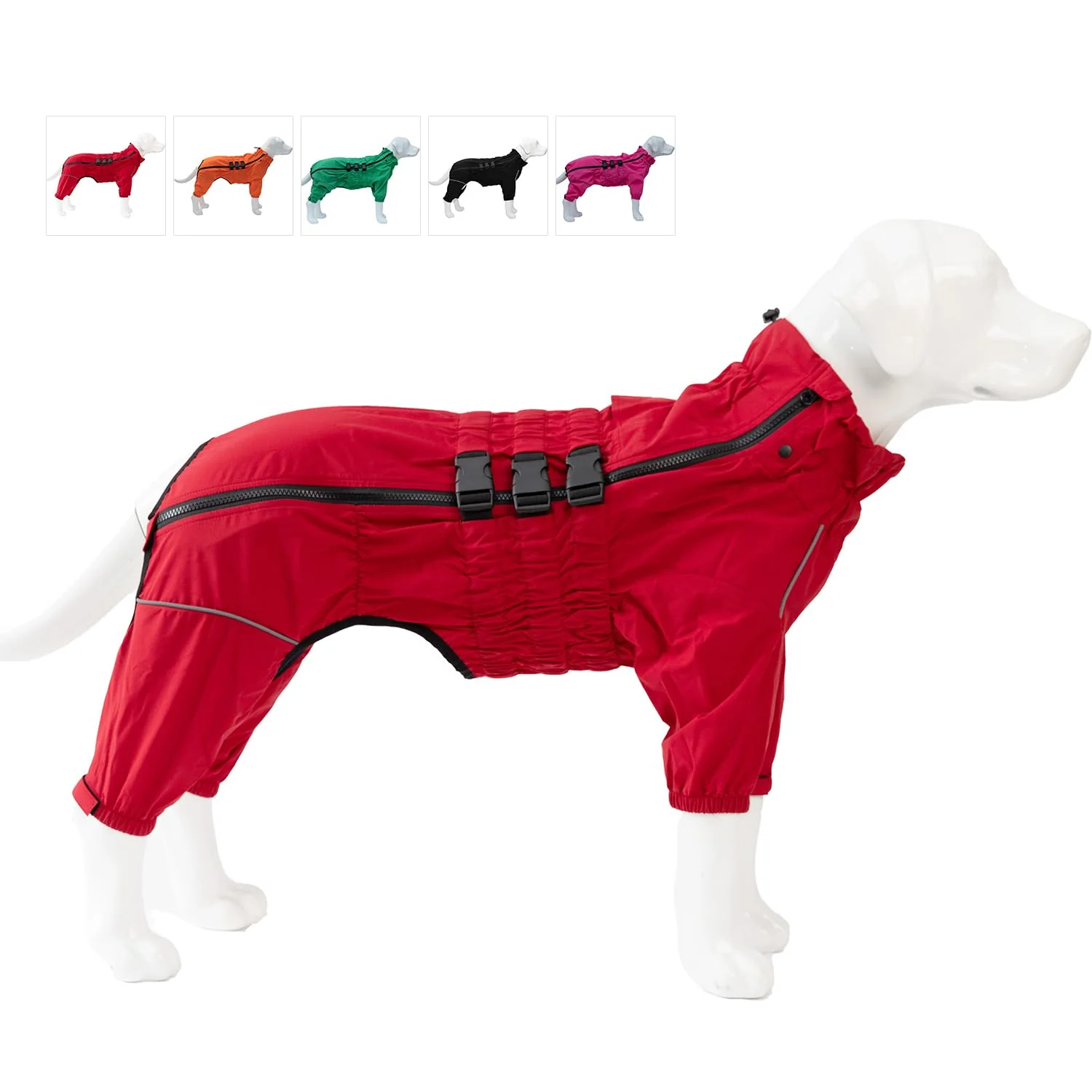 High-End Lovelonglong Dogs Waterproof Jacket – Red Lightweight Raincoat with Reflective Safety XXL Premium