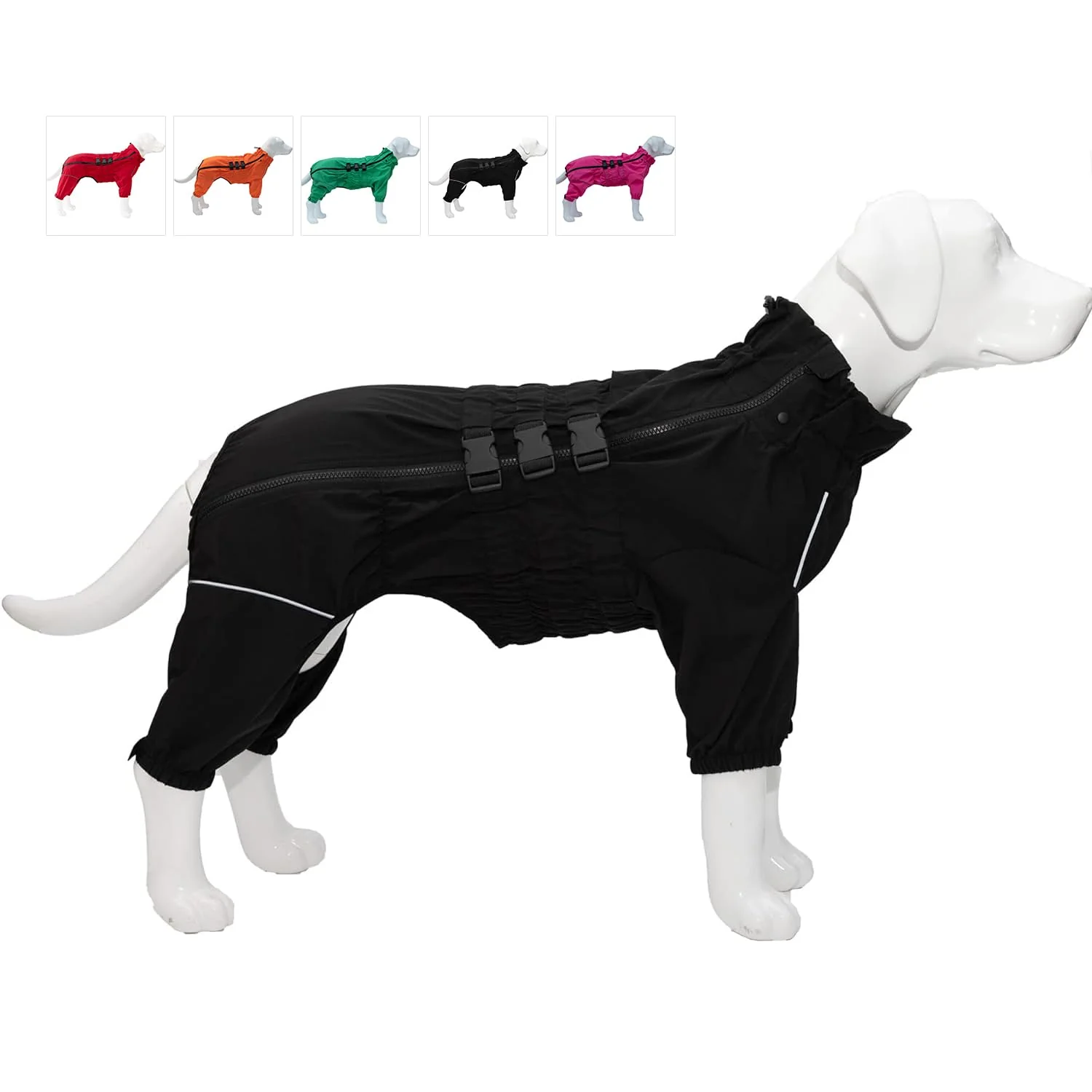 Crafted Lovelonglong Dogs Waterproof Jacket – Lightweight Reflective Raincoat for Pugs Bulldogs Efficient