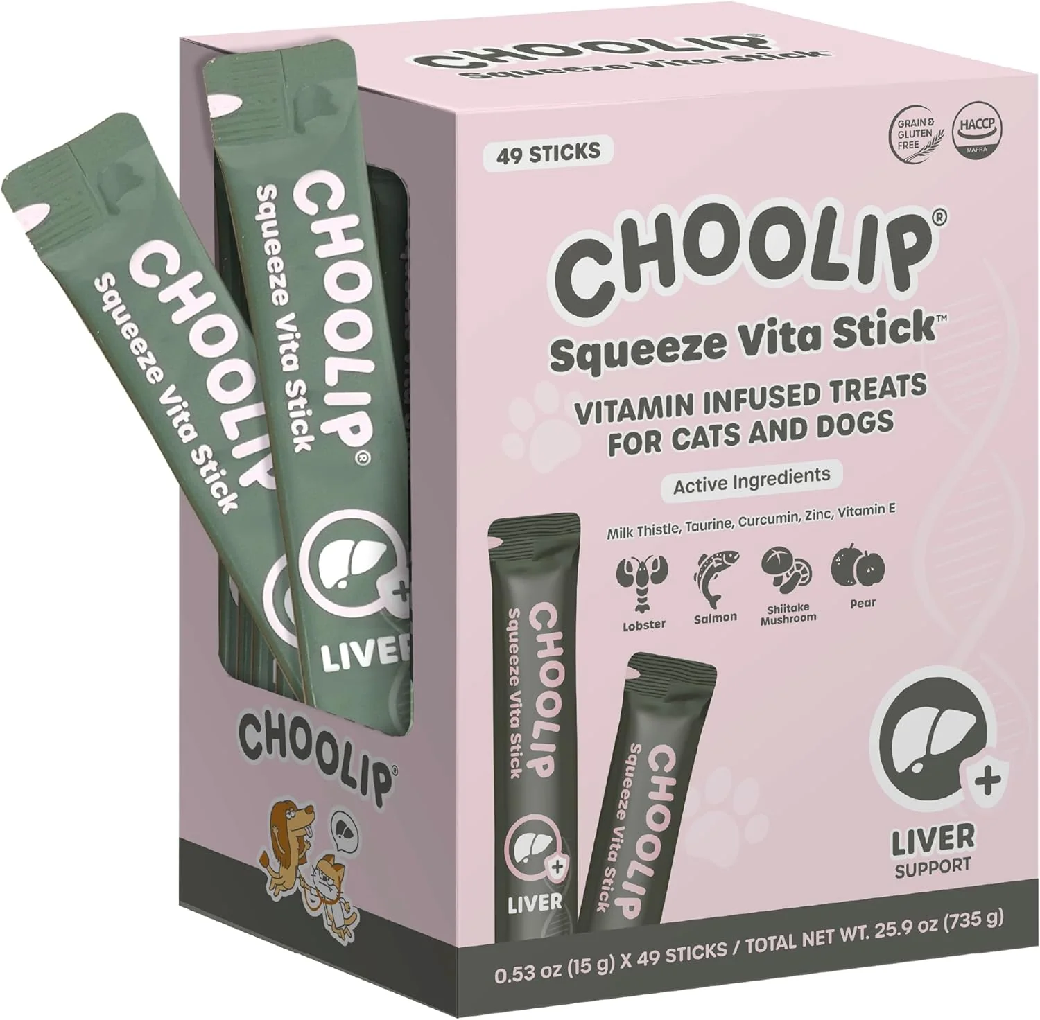 Quality Grab Go Squeeze Vita Stick Lickable Treats for Dogs Cats. 49 Liver Support Sticks with Essential multivitamins. Soft and Tasty Paste for All Life Stages Supporting Liver Health Exclusive