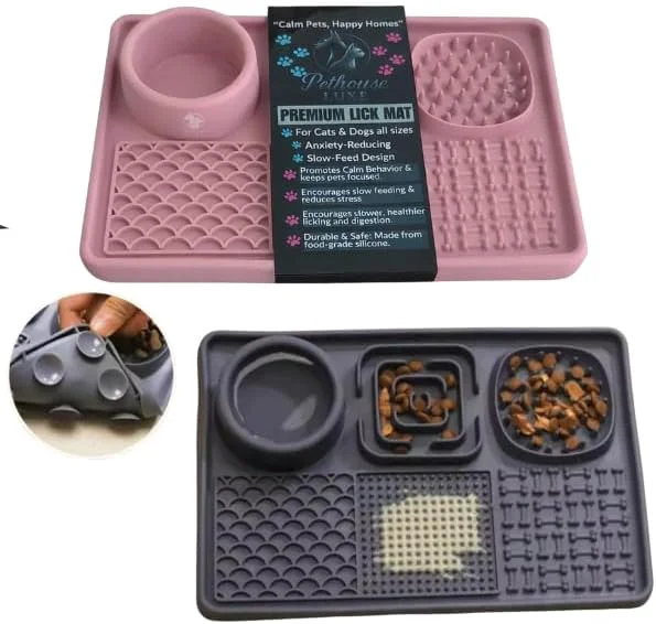 Green Silicone Dog Cat Lick Mat with Suction Cups – Anxiety Relief Slow Feeder Enrichment Toy for Bath Grooming Grey About ThisOverview Trusted