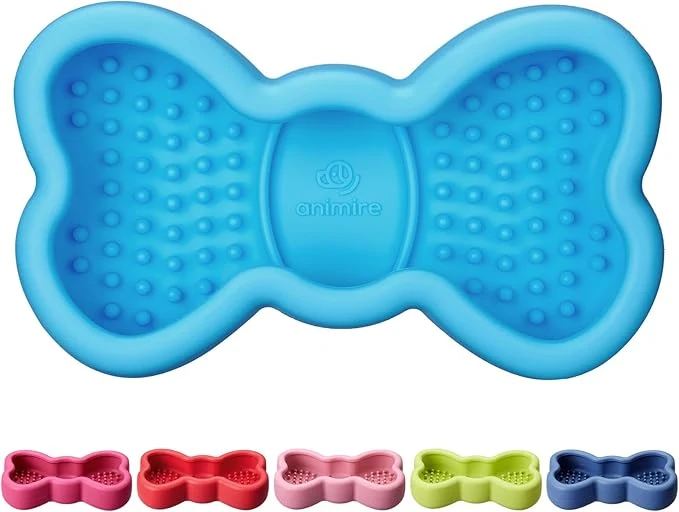 Elite Lick Mat for Dogs Animire Anti-Spilled Bow Tie Lick Bowls for Anxiety Relief Silicone Slow Feeder Licking Pad with Suction Cups zeable Dog Enrichment Toy for Boredom Light Blue L About ThisOverview Proven