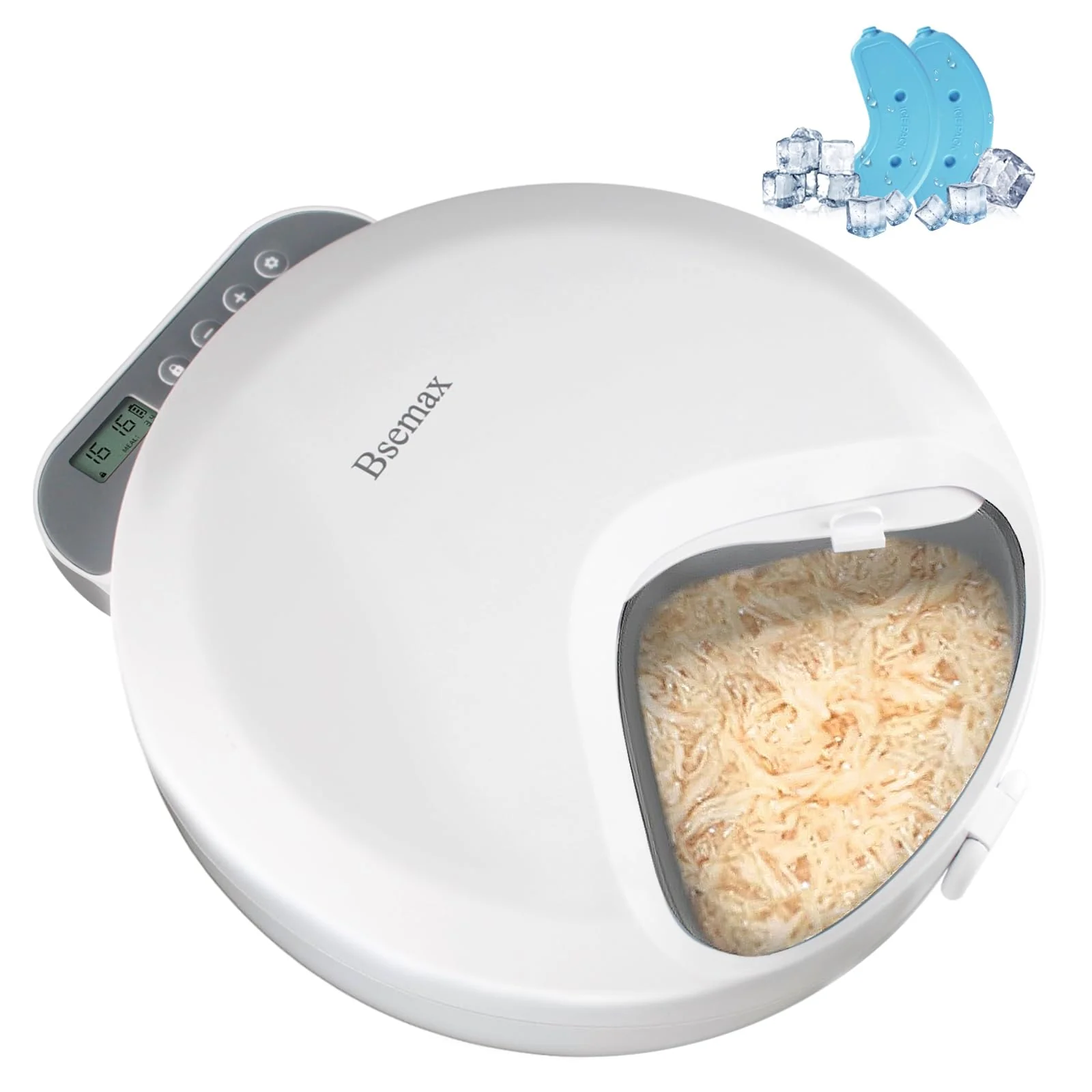 Powerful Bsemax Automatic Wet Food Feeder – 4 Timed Meals with Ice Packs Fine